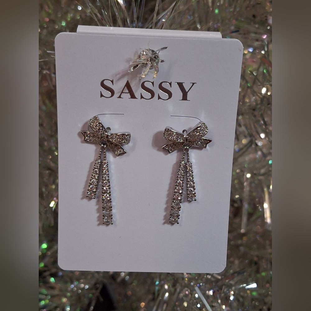 Sassy Silver Bow Earrings